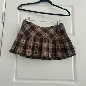 Plaid Brown Mini Skirt